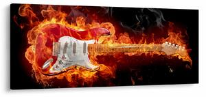 Obraz - Gitara v plameňoch (120x50 cm)