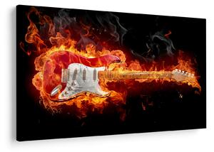 Obraz - Gitara v plameňoch (90x60 cm)
