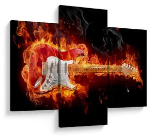 Obraz - Gitara v plameňoch (90x60 cm)