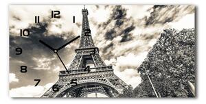 Vodorovné Sklenené hodiny na stenu Eiffelova veža Paríž