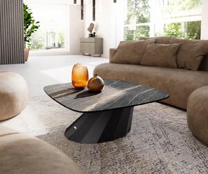 DELIFE Konferenčný stolík Edge zaoblený 90x90 cm keramika Laminam® Noir Desir hnedá Parabi kov čierna