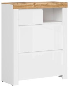 SKRINKA NA TOPÁNKY, biela, dub wotan, biela s vysokým leskom, 92,5/115/37 cm Carryhome - Skrine, regály & police na topánky