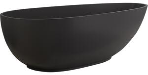 CERANO - Voľne stojaca vaňa z liateho mramoru Aura - čierna matná - 180x90 cm