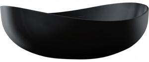 CERANO - Voľne stojaca vaňa z liateho mramoru Valentina - čierna matná - 180x110 cm