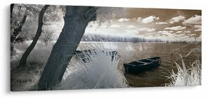 Obraz loďky na jazere (120x50 cm)