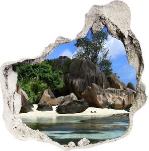 Díra 3D ve zdi nálepka Seychely panorama nd-p-61342211