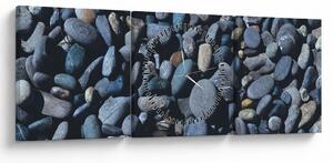 Obraz plážových kamienkov (s hodinami) (90x30 cm)