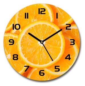 Sklenené hodiny okrúhle Plátky pomarančov