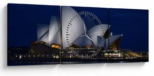 Obraz nočného Sydney (s hodinami) (90x30 cm)