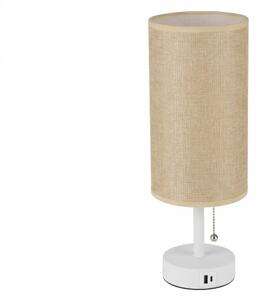 Brilagi - Stolová lampa s USB portom TABLON 1xE27/25W/230V biela/béžová