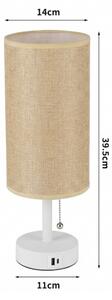 Brilagi - Stolová lampa s USB portom TABLON 1xE27/25W/230V biela/béžová