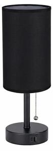 Brilagi - Stolná lampa s USB portom TABLON 1xE27/25W/230V čierna
