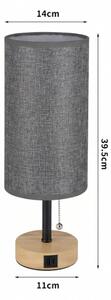 Brilagi - Stolná lampa s USB portom TABLON 1xE27/25W/230V dub/čierna/sivá