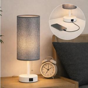 Brilagi - Stolná lampa s USB portom TABLON 1xE27/25W/230V biela/sivá