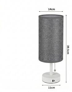 Brilagi - Stolná lampa s USB portom TABLON 1xE27/25W/230V biela/sivá
