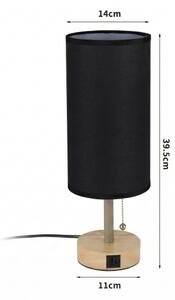 Brilagi - Stolová lampa s USB portom TABLON 1xE27/25W/230V dub/béžová/čierna