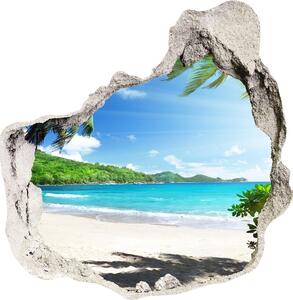 Nálepka 3D diera Seychelles beach nd-p-61788906