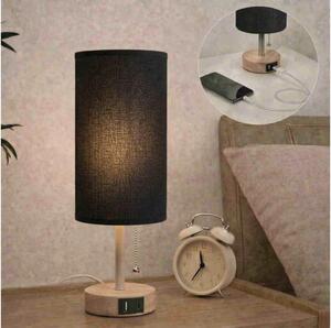 Brilagi - Stolová lampa s USB portom TABLON 1xE27/25W/230V dub/béžová/čierna