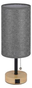 Brilagi - Stolná lampa s USB portom TABLON 1xE27/25W/230V dub/čierna/sivá