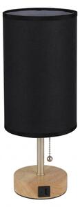 Brilagi - Stolová lampa s USB portom TABLON 1xE27/25W/230V dub/béžová/čierna