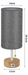 Brilagi - Stolná lampa s USB portom TABLON 1xE27/25W/230V dub/biela/šedá