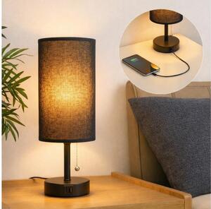 Brilagi - Stolná lampa s USB portom TABLON 1xE27/25W/230V čierna