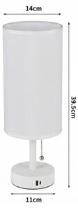 Brilagi - Stolná lampa TABLON s USB portom 1xE27/25W/230V, biela