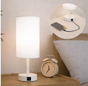 Brilagi - Stolná lampa TABLON s USB portom 1xE27/25W/230V, biela