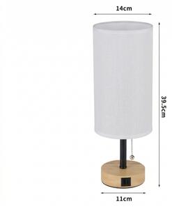 Brilagi - Stolová lampa s USB portom TABLON 1xE27/25W/230V dub/čierna/biela