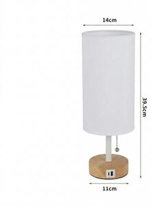 Brilagi - Stolná lampa s USB portom TABLON 1xE27/25W/230V dub/biela