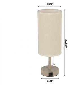 Brilagi - Stolná lampa s USB portom TABLON 1xE27/25W/230V béžová/krémová