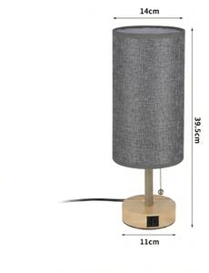 Brilagi - Stolná lampa s USB portom TABLON 1xE27/25W/230V dub/béžová/sivá
