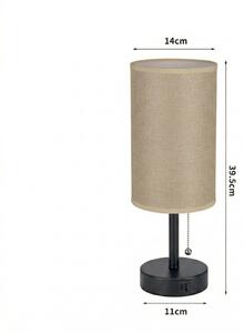 Brilagi - Stolová lampa s USB portom TABLON 1xE27/25W/230V čierna/béžová