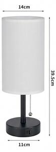 Brilagi - Stolová lampa s USB portom TABLON 1xE27/25W/230V čierna/biela
