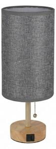 Brilagi - Stolná lampa s USB portom TABLON 1xE27/25W/230V dub/béžová/sivá