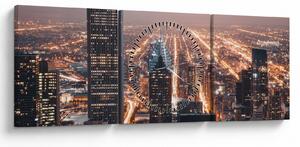 Obraz svietiacej metropoly (s hodinami) (90x30 cm)