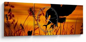 Obraz siluety dravca (s hodinami) (90x30 cm)