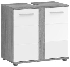 SKRINKA POD UMÝVADLO, biela s vysokým leskom, sivá, biela s vysokým leskom, 60/57/34 cm MID.YOU - Kúpeľňové skrinky, Online Only