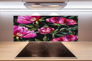 Panel do kuchyne Ružové pivónie pl-pksh-125x50-f-86204173