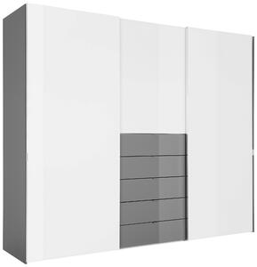 SKRIŇA S POS. DVER. – HOR.VED, sivá, biela, 298/240/68 cm Moderano - Spálňové sety