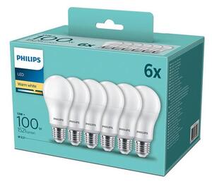 SADA 6x LED Žiarovka Philips A60 E27/13W/230V 2700K