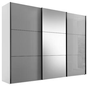 SKRIŇA S POS. DVER. – HOR.VED, biela, svetlosivá, 249/222/68 cm Moderano - Skrine