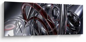 Obraz sivej abstrakcie (s hodinami) (90x30 cm)