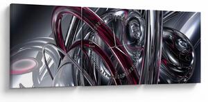 Obraz sivej abstrakcie (s hodinami) (90x30 cm)