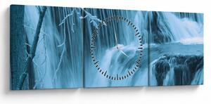 Obraz - ľadové vodopády (s hodinami) (90x30 cm)