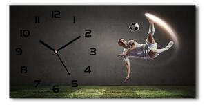 Vodorovné Moderné sklenené hodiny na stenu Futbalista