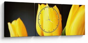 Obraz tulipánov (s hodinami) (90x30 cm)