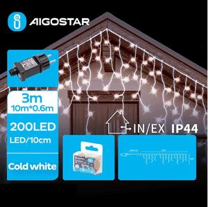 Aigostar - LED Vonkajšia vianočná reťaz 200xLED/8 funkcií 13x0,6m IP44 studená biela