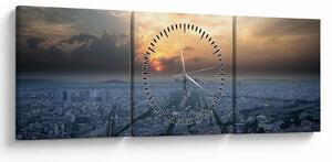 Obraz - Paríž z výšky (s hodinami) (90x30 cm)