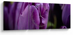 Obraz kvetov tulipánov (s hodinami) (90x30 cm)